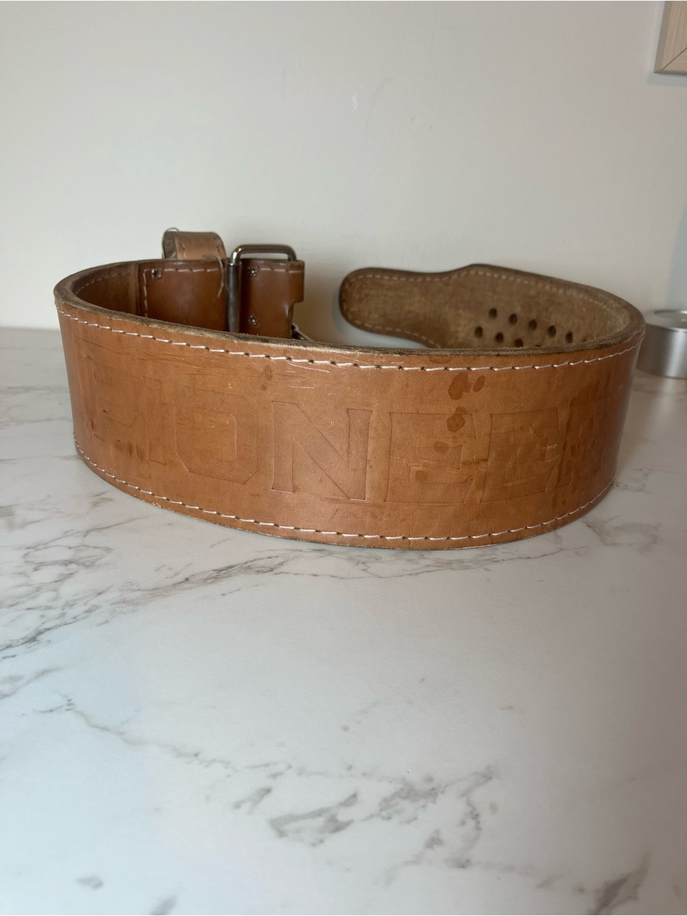 Pioneer Leather Weightlifting Belt Small Vintage Powerlifting 4in Wide 10mm